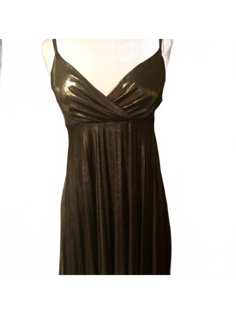 AGB Metallic Black/Gold Dress with Spaghetti Straps Size 10P